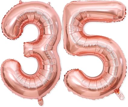 35 Balloon Number, 40 Inch Rose Gold Foil Balloons Giant Jumbo Helium Number 35 53 Balloons for 35th 53th Birthday Decorations Anniversary Events Woman Girls Party Decorations Rose Gold