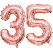 35 Balloon Number, 40 Inch Rose Gold Foil Balloons Giant Jumbo Helium Number 35 53 Balloons for 35th 53th Birthday Decorations Anniversary Events Woman Girls Party Decorations Rose Gold