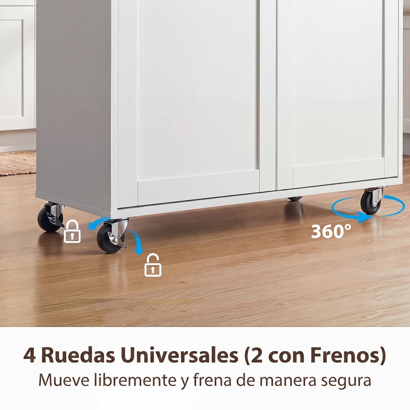 COSTWAY Carro de Servicio Comedor con Ruedas,Toallero,Cajón, Puerta y Estantes Gabinete, Carrito de Cocina con Alargador, Mueble de Cocina,Blanco