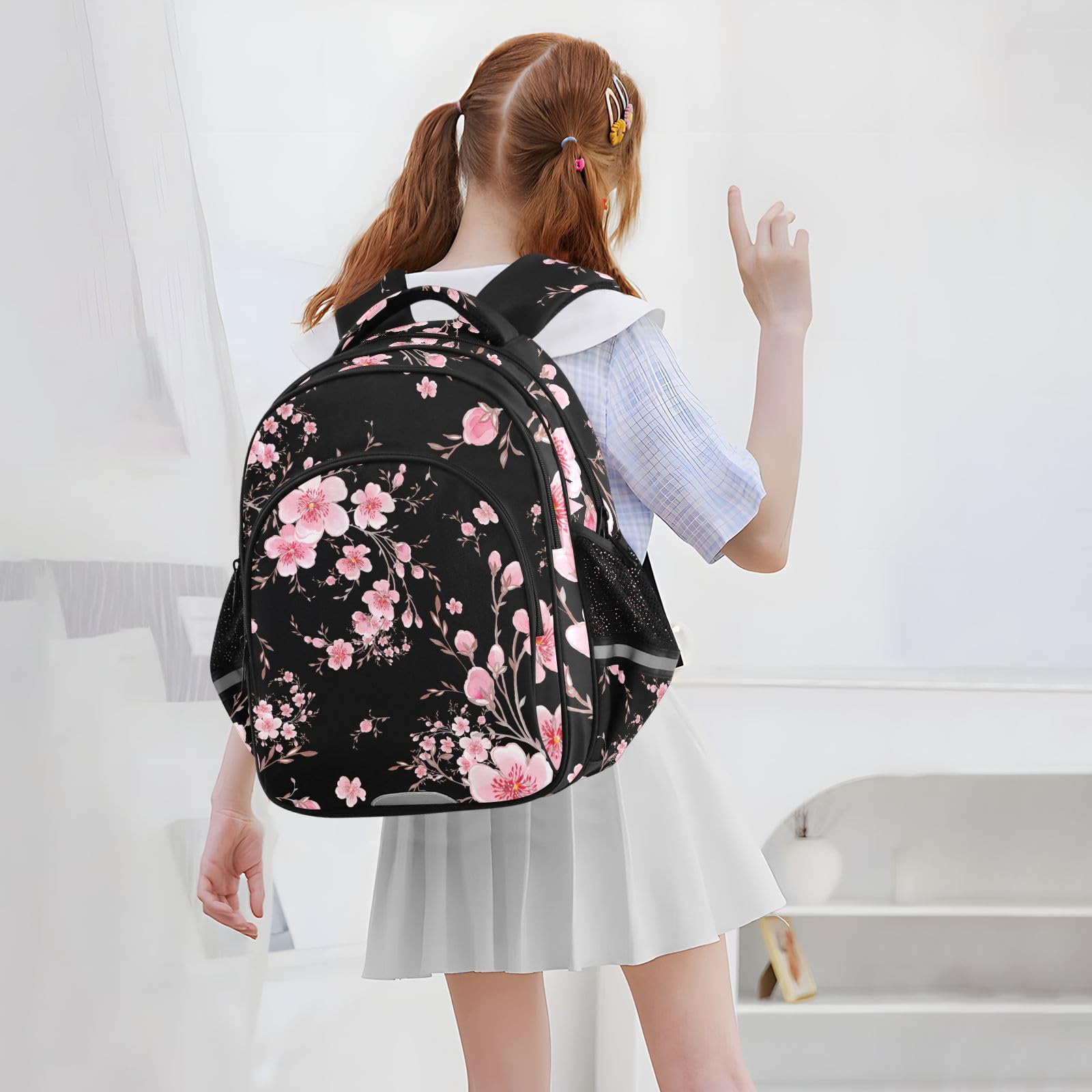 Sac à dos d'école, léger et décontracté, motif fleurs de cerisier Sakura pour adolescentes, filles, garçons, ordinateur portable de 16,9", sac à dos décontracté pour voyage, travail, #01, M