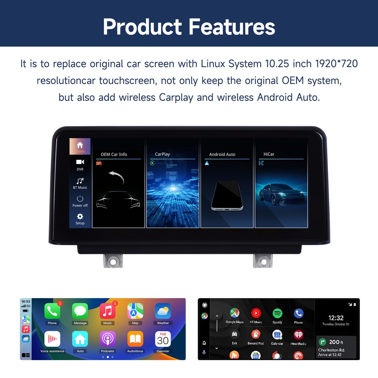 Amazon.co.jp: Linux 10.25 タッチスクリーンワイヤレスCarPlayマルチ