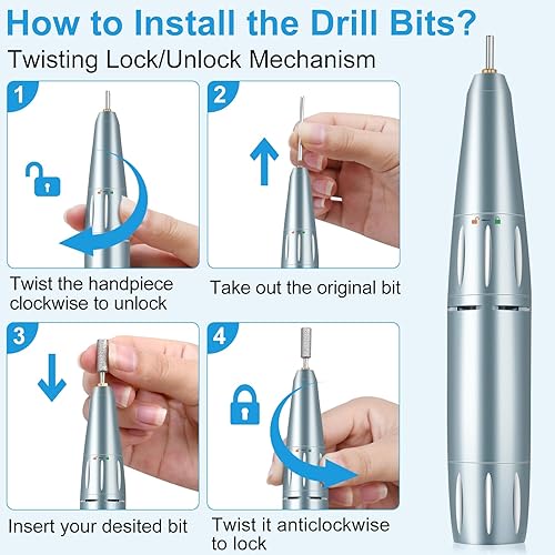 Miniatura 3 de Taladro de uñas eléctrico, máquina profesional de lima de uñas de 35000 RPM, taladros de uñas portátiles para uñas acrílicas, lima de uñas eléctrica