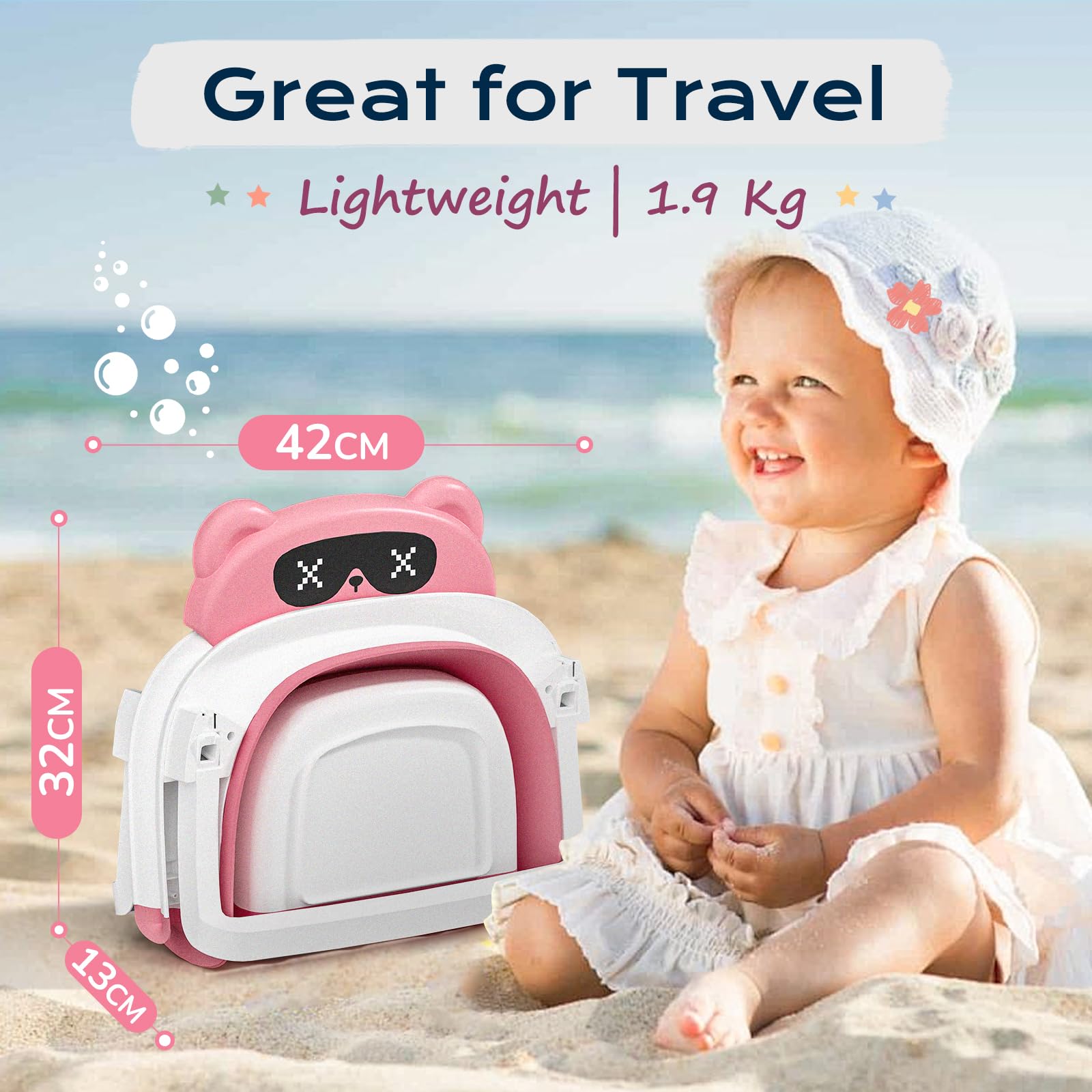 Vaschetta Bagnetto Neonato, Vasca Neonato Bagnetto Per Neonati Pieghevole Essenziale Per Il Neonato Con Cuscino (0-18 Mesi), Regalo Ideale Per Neonati E Bambini Portatile Salva Spazio, Rosa brillante