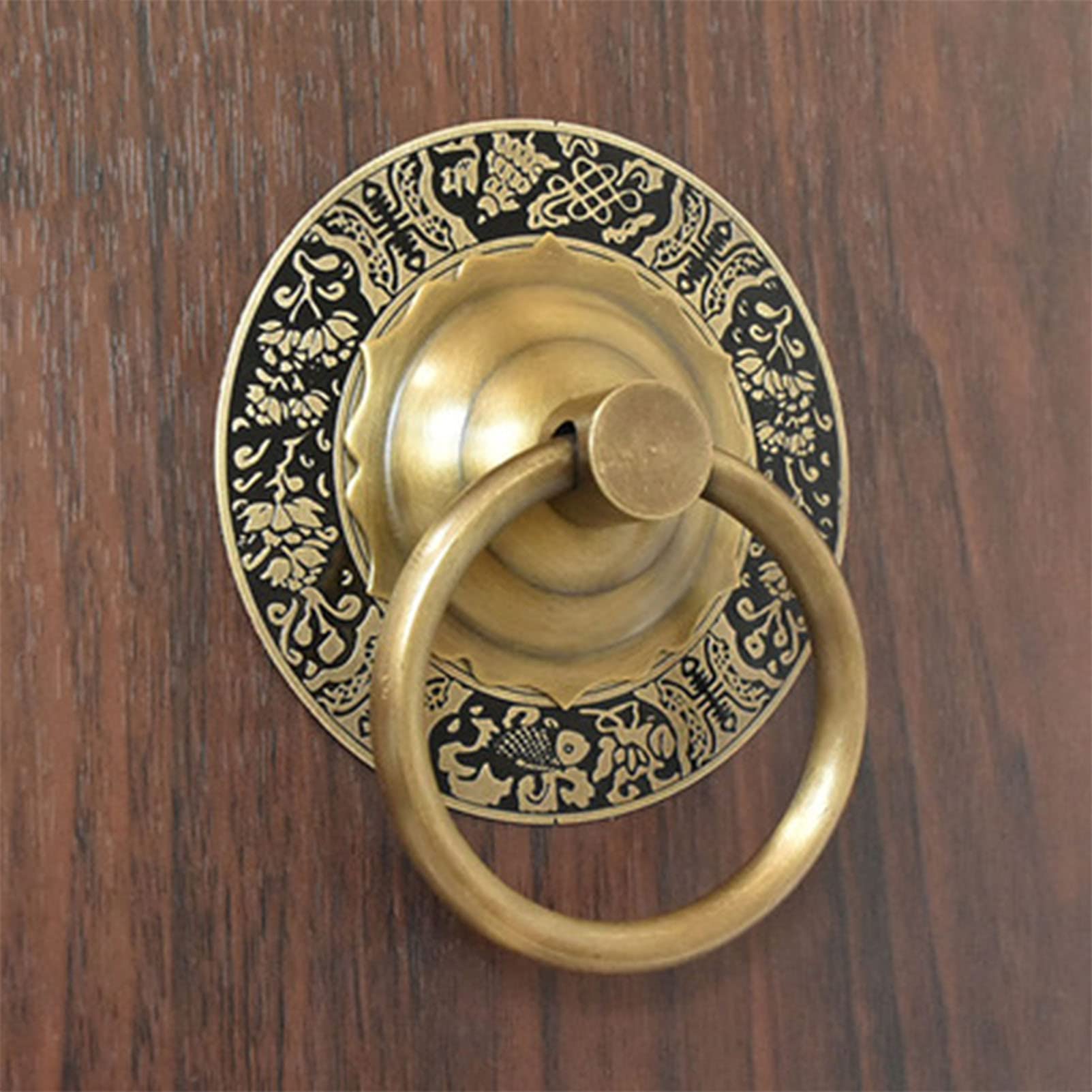 Aldaba de Puerta en Forma de Flor de Bronce,Manija de Puerta Antigua para Puerta de Gabinete de Madera,Accesorios de Decoración de Puerta Principal para Puerta de Patio de Villa/18Cm Diameter