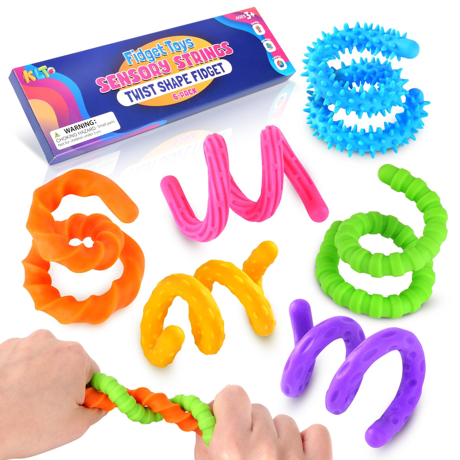 Fidget Toys Sensory Stick: Textured Calming Sensory Toys for Autism Kids, Anxiety Relief Fidgets for Classroom Student, Travel Activities Essential Fidget Toy, Easter Basket Stuffers 6 Pack