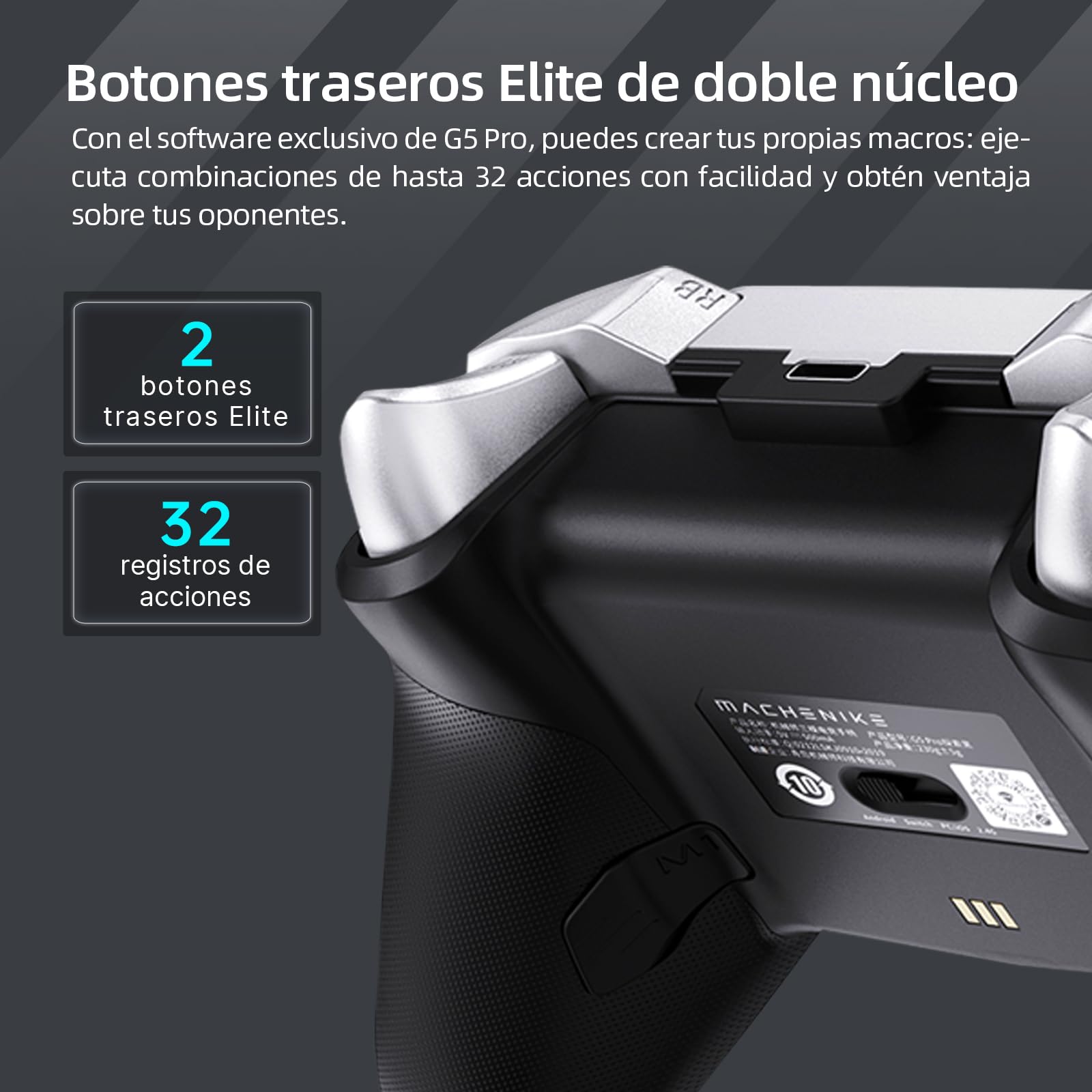 Machenike G5 Pro Mando PC Inalambrico for Windows,Switch,IOS&Android,Mando para PC,Hall Effect Joystick＆Triggers/Gyroscope,RGB Lights (Negro)