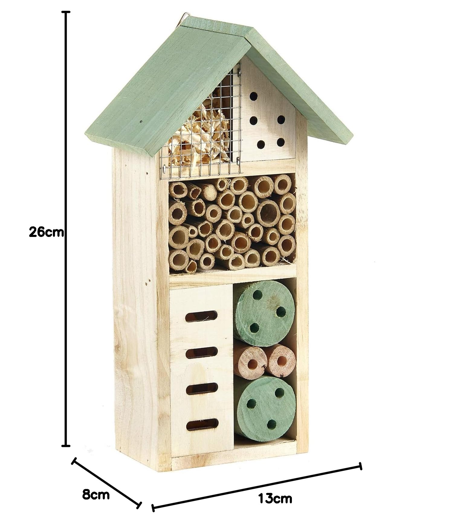 Pet Ting Casa de Abejas de Madera Natural para Insectos, Refugio de Hotel, jardín, Caja Nido de 26 cm, Beige