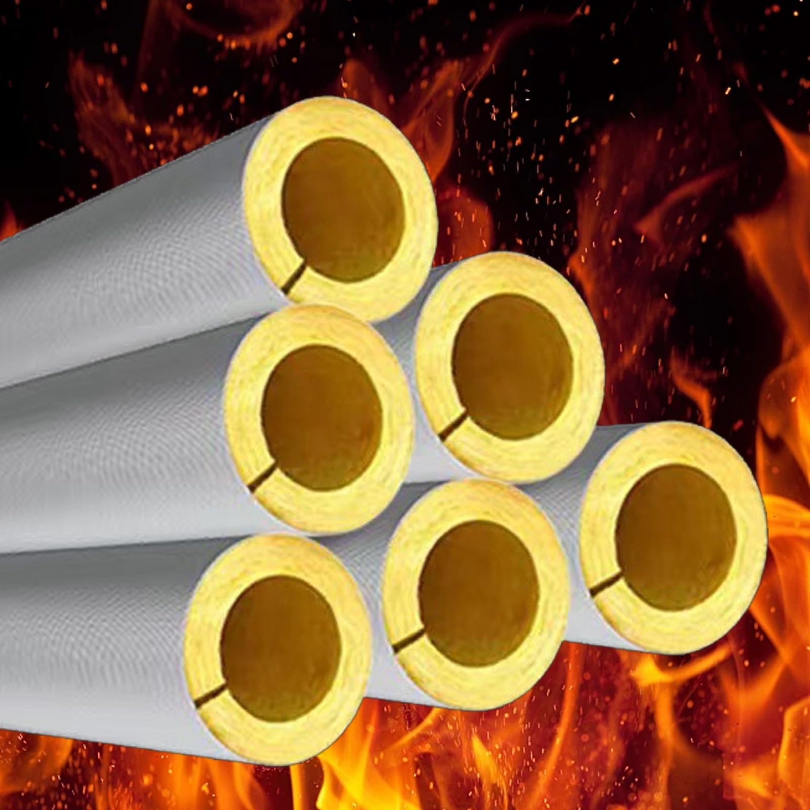 Rock Wool Insulation Pipe Shell - High Temperature Glass Wool Cotton, Aluminum Silicate for Steam Boiler Sleeve (L 1M-108MM/4.3IN-50MM)