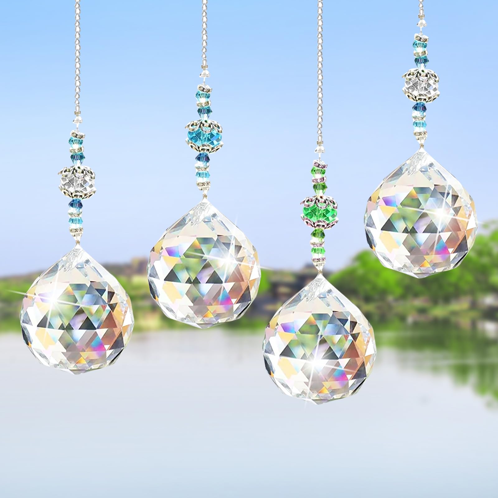 Attrape-Soleil Cristal Arc-en-Ciel - Carillon Vent Prisme Multicolore, Décoration Suspendue Jardin Et Maison