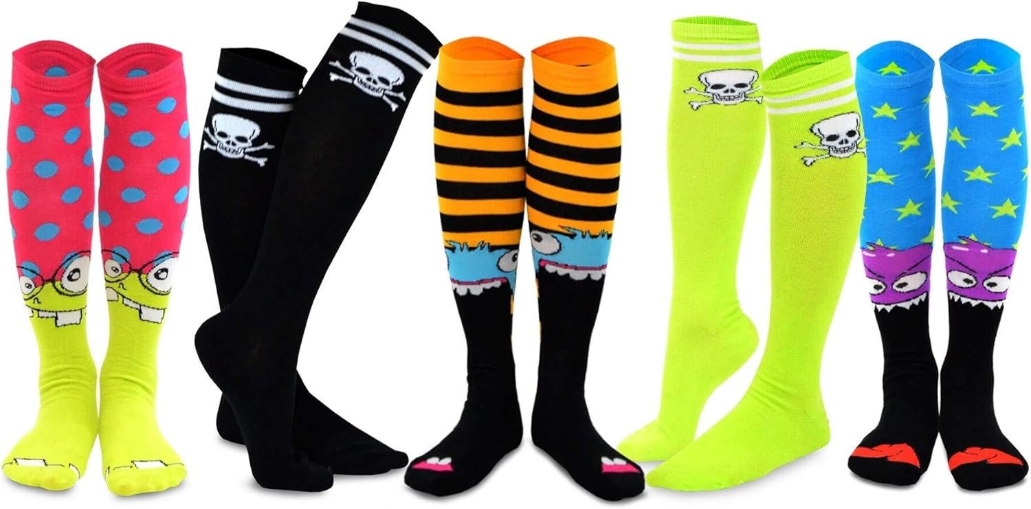Women's Cotton Kneehigh Novelty Socks 5 Pair Polyester