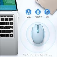 Vista 2 de TECKNET Wireless Mouse, 2.4G Quiet Computer Mouse with USB Receiver, 4 Buttons Portable Cordless Mice for Chromebook, Laptop, PC, Mac, 800/1200/1600