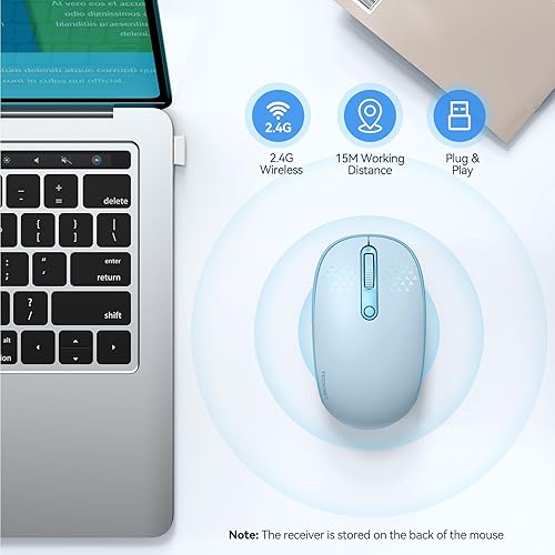 Miniatura 2 de Tecknet Mouse inalámbrico, mouse silencioso de 2.4 GHz con receptor USB, 4 botones, portátil, inalámbrico, para Chromebook, laptop, computadora,