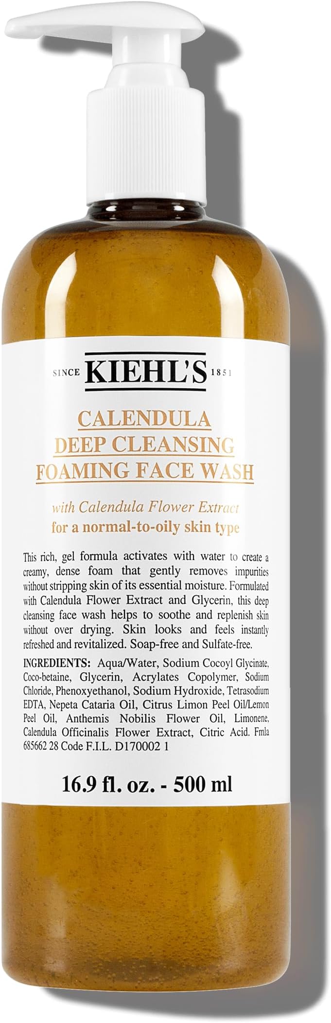Kiehl's Calendula Deep Cleansing Face Wash, Balances Skin While Gently Removing Impurities, Soothing and Refreshing, Boosts Moisture Barrier for Soft-Feeling Skin, Paraben and Sulfate Free