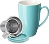 Sweese 15 OZ Porcelain Tea Mug with Infuser and Lid, Loose Leaf Tea Cup, Gifts for Tea Lover, Black