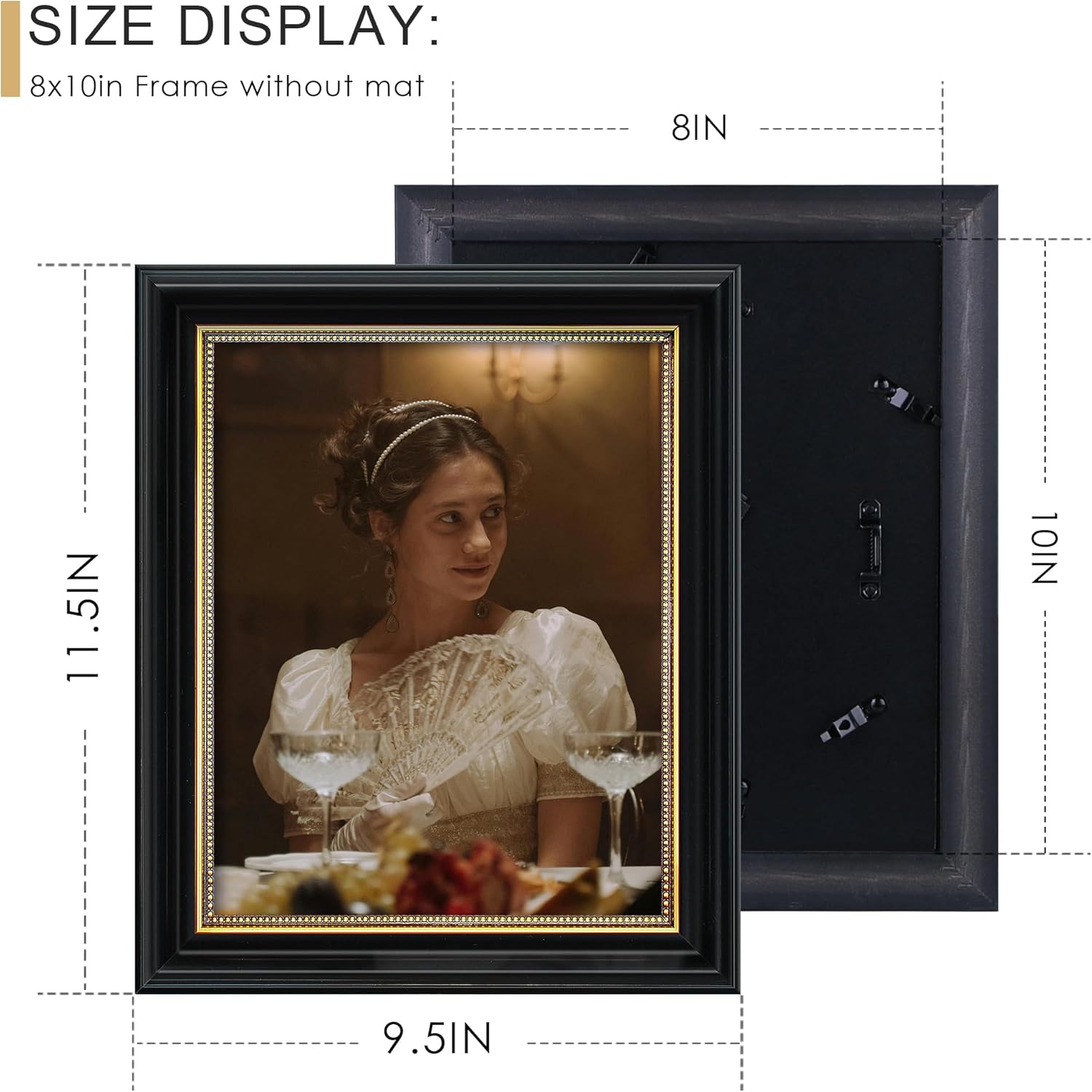 Abtgt Ornate Vintage Style 8x10 Picture Frame, Made of Tempered Real Glass for Tabletop or Wall Mount, 8 x 10 Photo Frame for Home Decor, Black Black 8x10