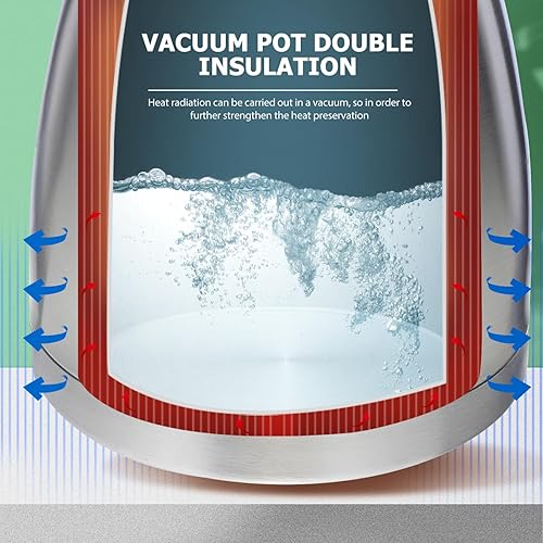 Miniatura 4 de Lurrose Jarra de café de acero inoxidable de 50 onzas, jarra térmica de acero inoxidable de doble pared al vacío, olla térmica para café y té