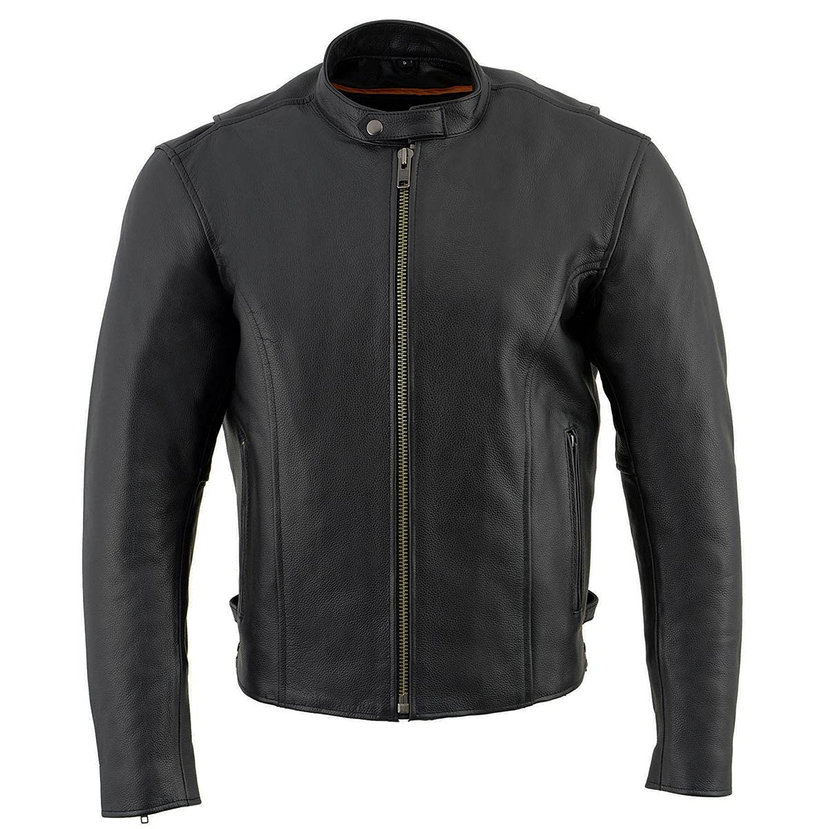 Milwaukee Leather LKM1710 Mens Black Classic Scooter Style Leather Motorcycle Jacket w Removable Thermal Liner — view 8