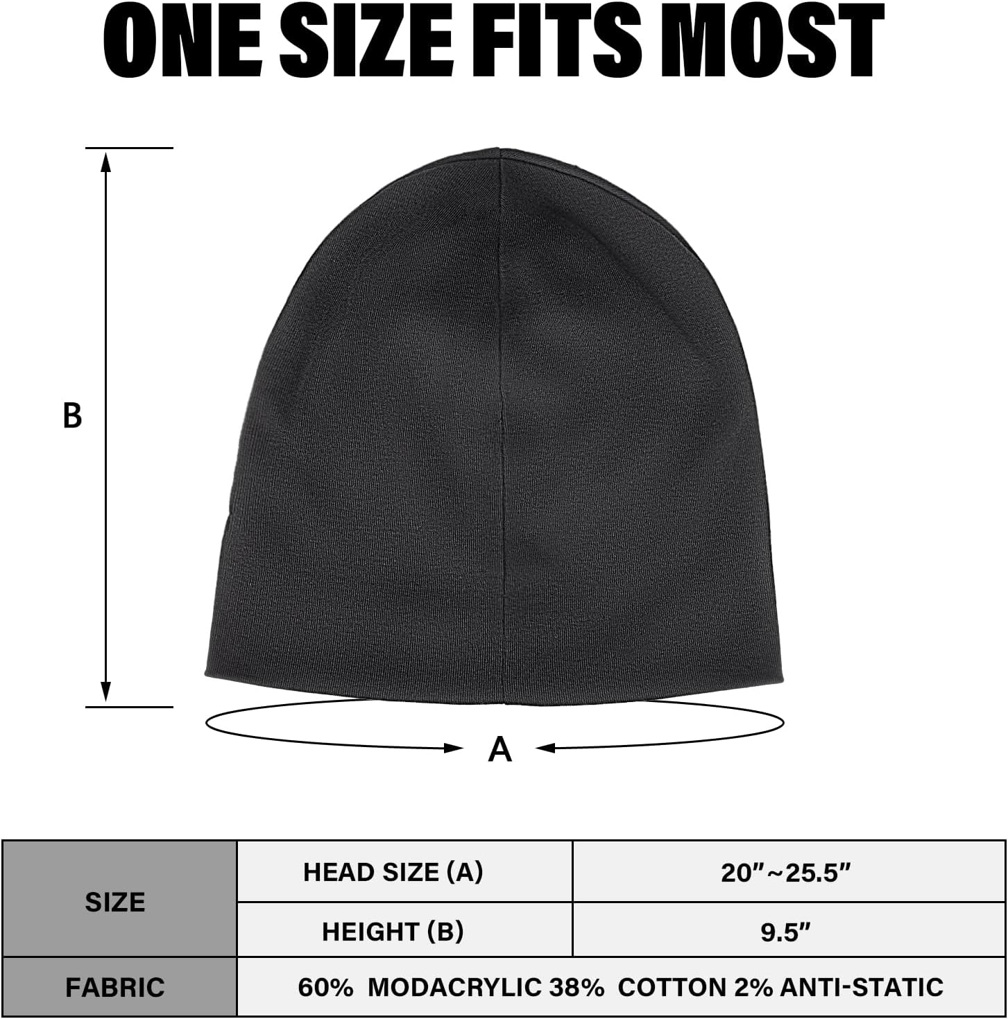 Fullsheild FR Double-Layer Beanie Modacrylic Cotton Liner Warm Winter Flame Resistant Winter Covering Black - Image 4