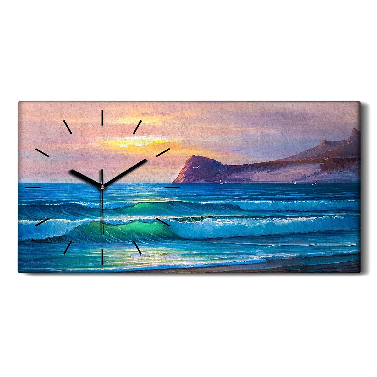 Océan et sérénité chez soi avec l'horloge sur toile salon décoration murale mer 60x30cm