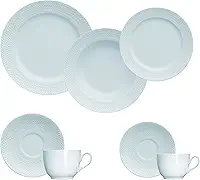 Germer, Jogo de jantar completo em porcelana, Modelo Chevron, 42 peças, Azul