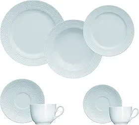 Germer, Jogo de jantar completo em porcelana, Modelo Chevron, 42 peças, Azul