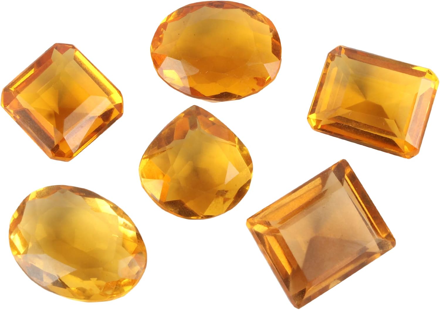 GEMHUB Yellow Citrine Gemstones 100 Ct Lot of 6 Pcs Mix Shape Yellow Faceted Natural Loose Gemstones for Jewelry Making AB-023