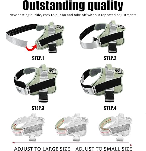 Miniatura 157 de Bolux - Arnés para perro, reflejante y transpirable, ajustable, con asa, para sacarlo a pasear, no más tirones ni asfixia (amarillo militar, talla L)