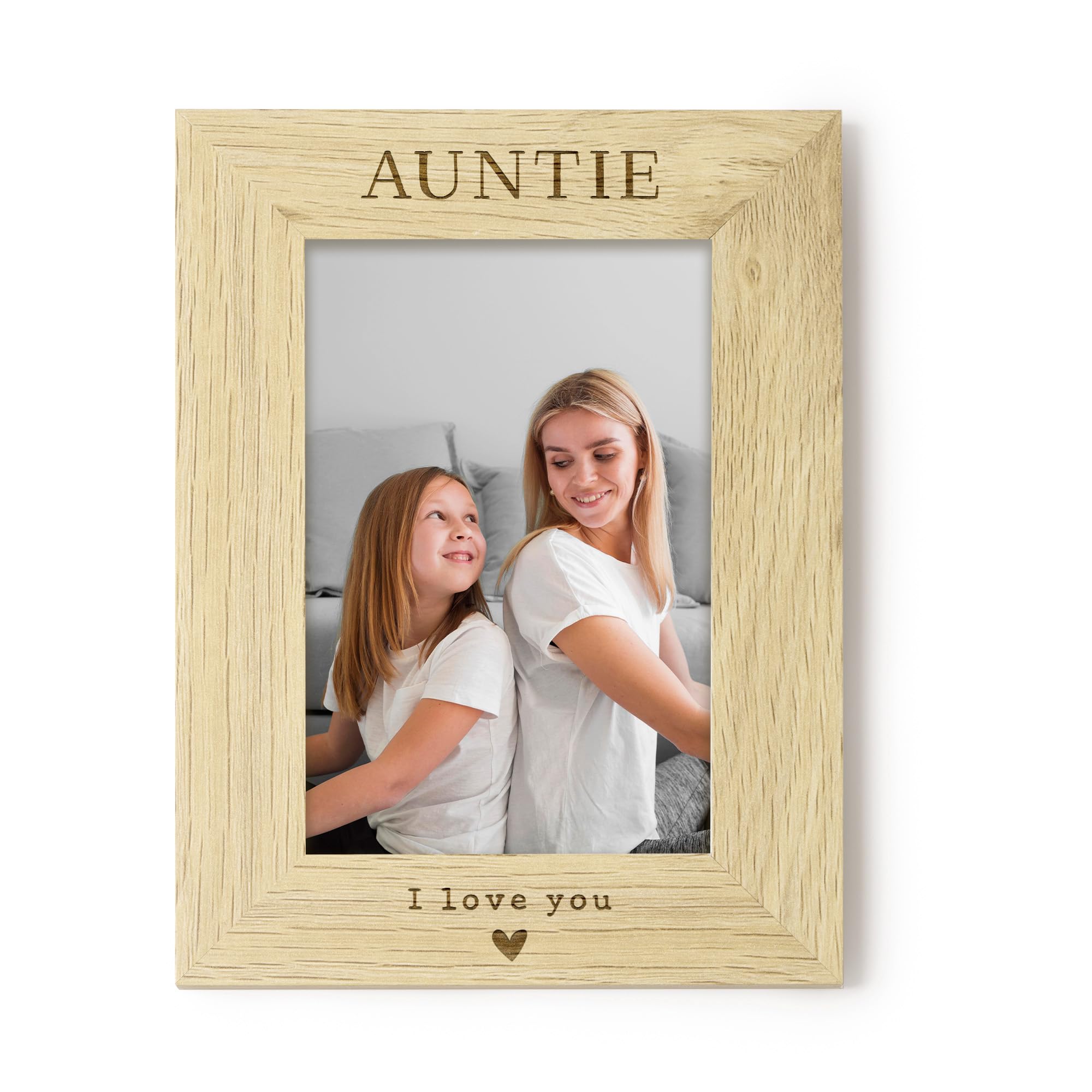Auntie I Love You Photo Frame 4x6, Engraved Wooden Picture Frame for Auntie, Mothers Day Gift from Niece/Nephew, Aunty, Birthday Gift, Aunt Keepsake Frame (Landscape)