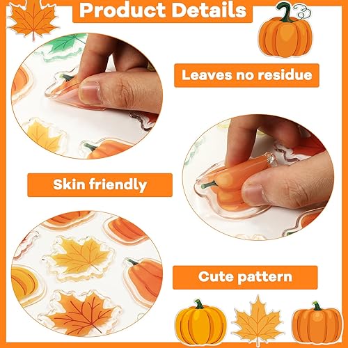 Miniatura 3 de 20 hojas de arce para decoración de ventana de otoño, adhesivos de gel gruesos para niños, niños pequeños, Acción de Gracias, fiesta de cosecha