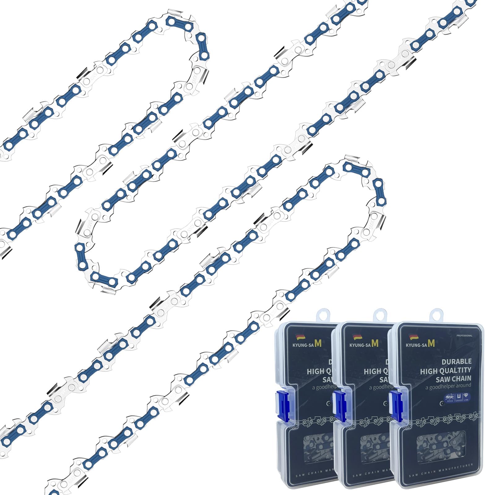 3 Cadenas De Sierra 3/8\" 1.3mm 56 Eslabones 40cm | Compatibles Con Dolmar, Einhell, Makita, Black & Decker