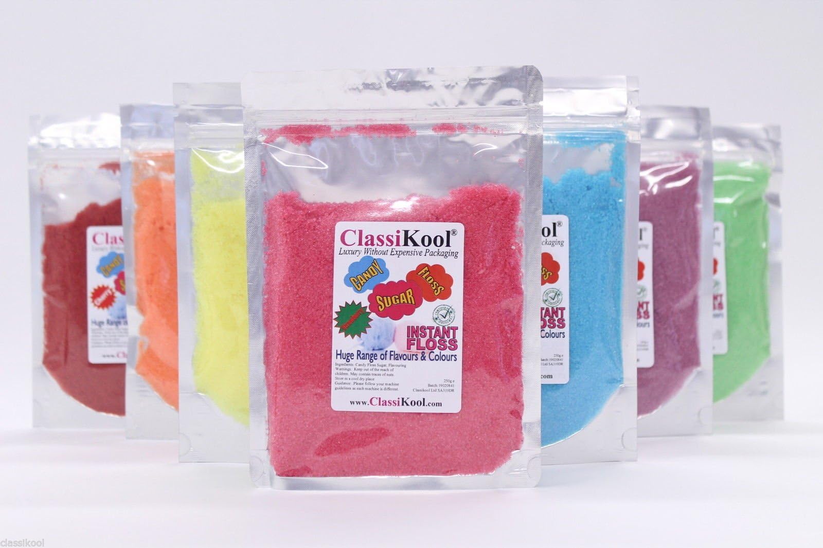 Candy floss sugar ready to use by Classikool Green colour, natural flavour 250g bag