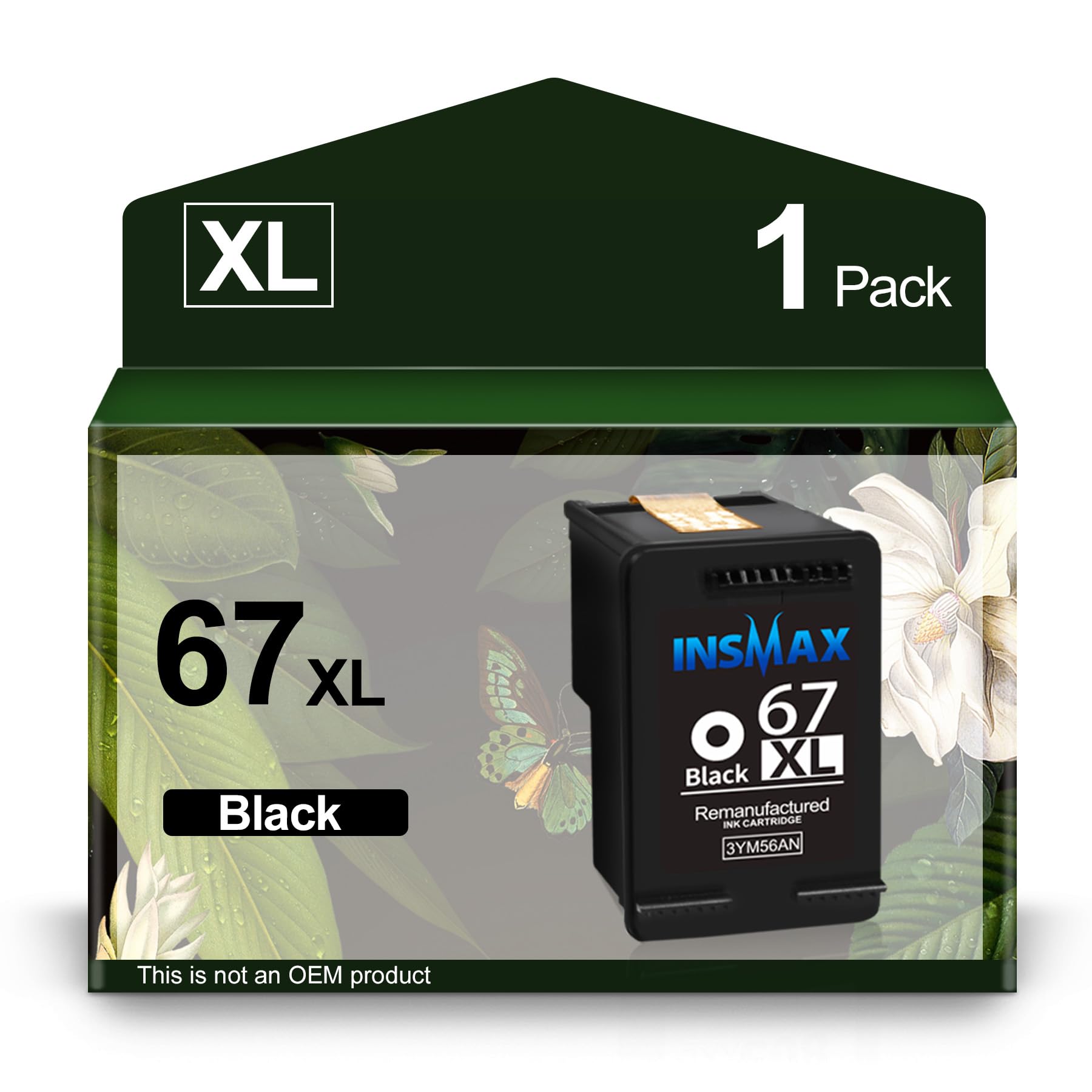 INSMAX 67XL Black Ink Cartridges Replacement for HP 67 67 XL Ink Work for Envy 6000 6055 6055e 6400e 6455e 6458e Deskjet 2742e 2752e 2755e Envy Pro