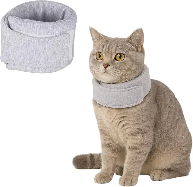 JYNXOR Grey Soft Elizabethan Cat Collar - Protective Pet Collar Adjustable Size S