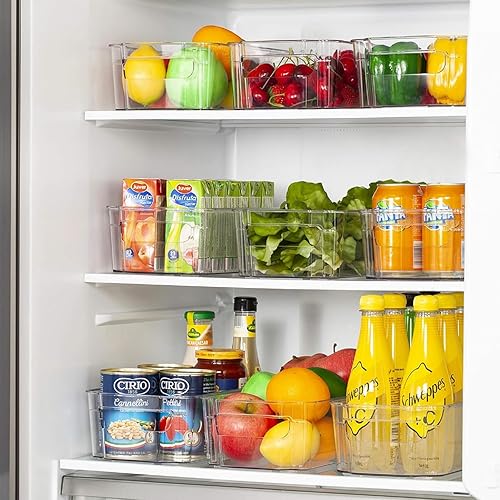 Miniatura 7 de Aheyimcn Juego de 4 organizadores apilables para refrigerador con divisores y tapas extraíbles, sin BPA, contenedores organizadores para frutas,