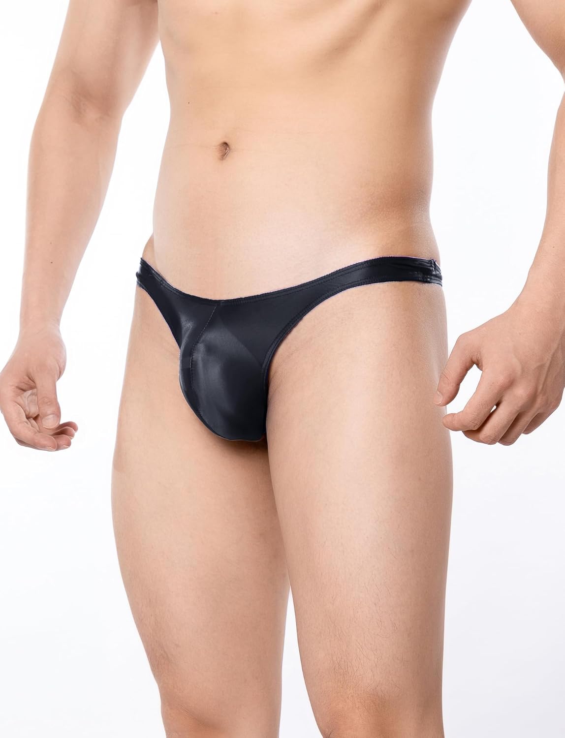 FEOYA Men's Sexy Bikini Briefs See Through Low Rise Bulge Pouch Thong Underwear Shiny Oil Glossy G-String Underpants - Image 2