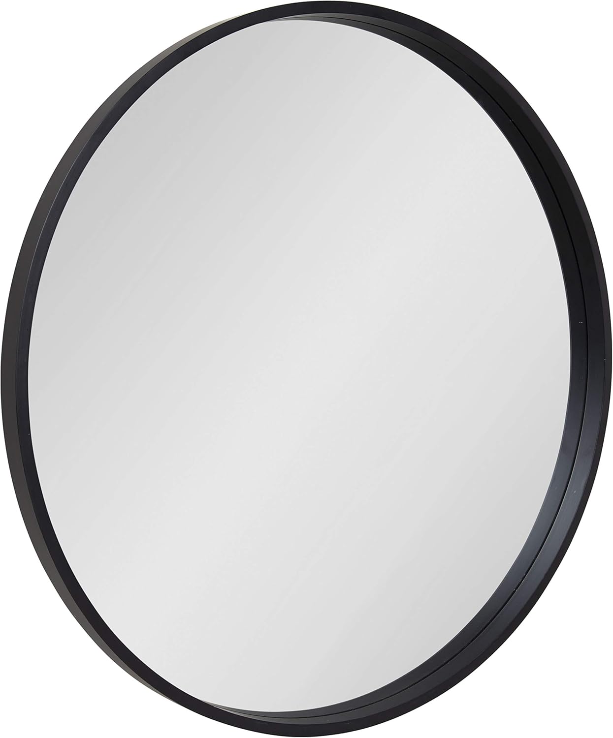 Kate and Laurel Travis Round Wood Wall Mirror, 25.6" Diameter, Navy Blue, Modern Wall Décor Accent