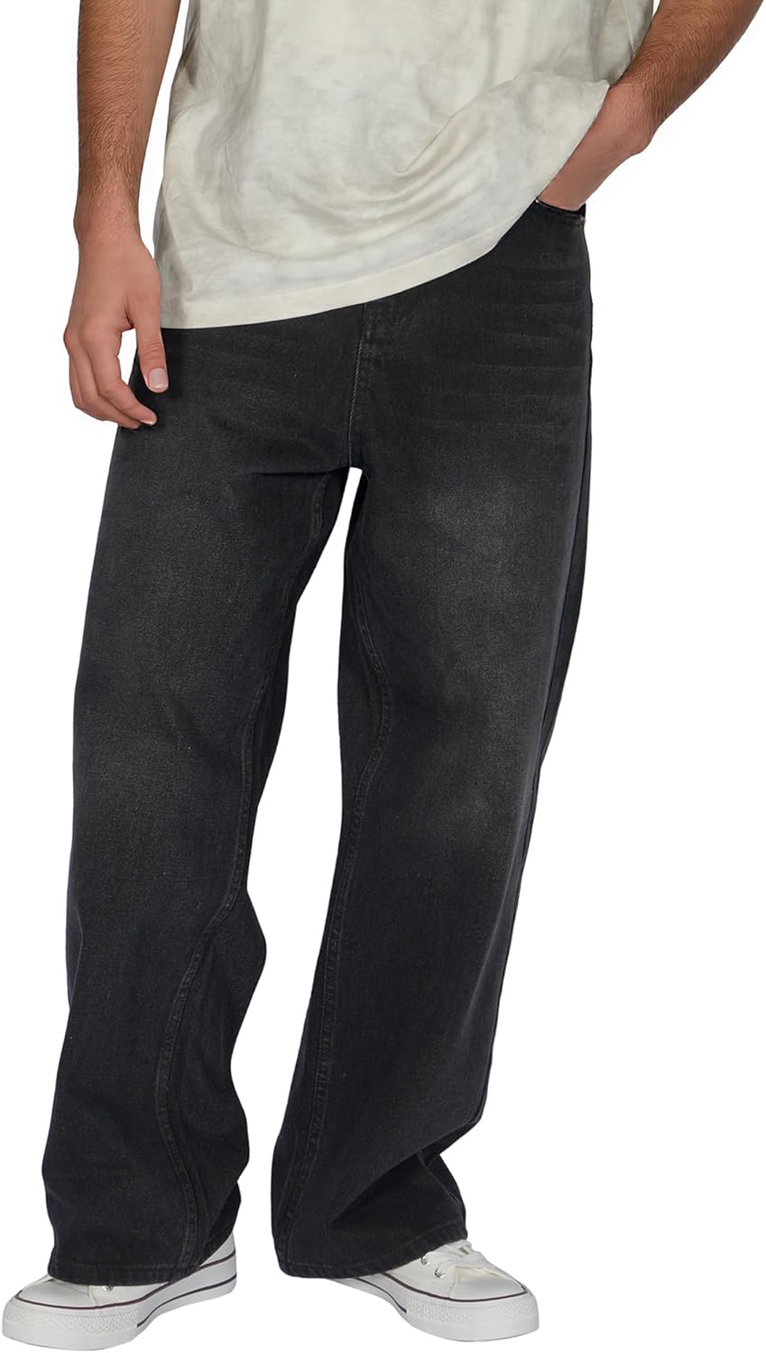 Plaid&Plain Men's Hip Hop Baggy Jeans Casual Wide Leg Y2k Skateboard Vintage Denim Pants Streetwear - Image 5