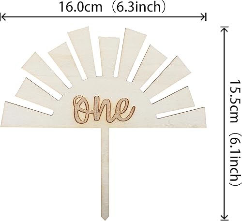 Miniatura 2 de 1 pieza de decoración de pastel de madera para el primer cumpleaños del sol para el primer viaje alrededor del sol, decoración de pastel boho para