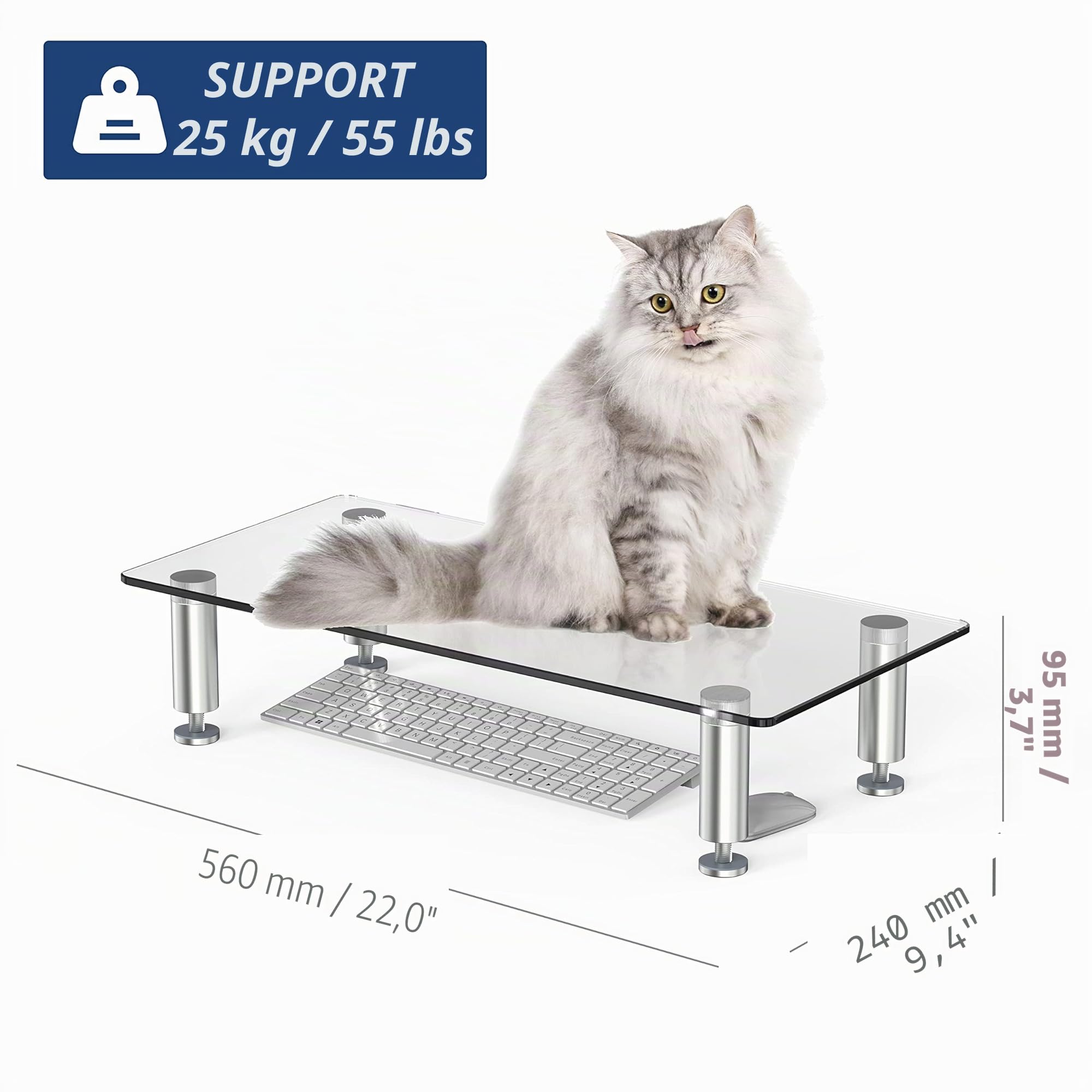 FITUEYES Réhausseur d'Écran en Verre Support de Moniteur 56x24x9,5cm