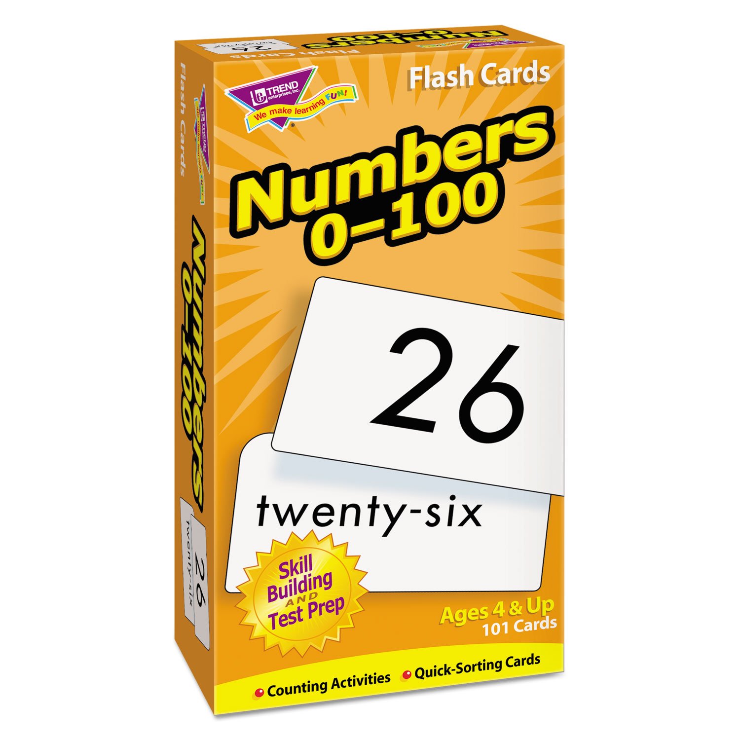 Trend T53107 Skill Drill Flash Cards, 3 x 6, Numbers, 0-100