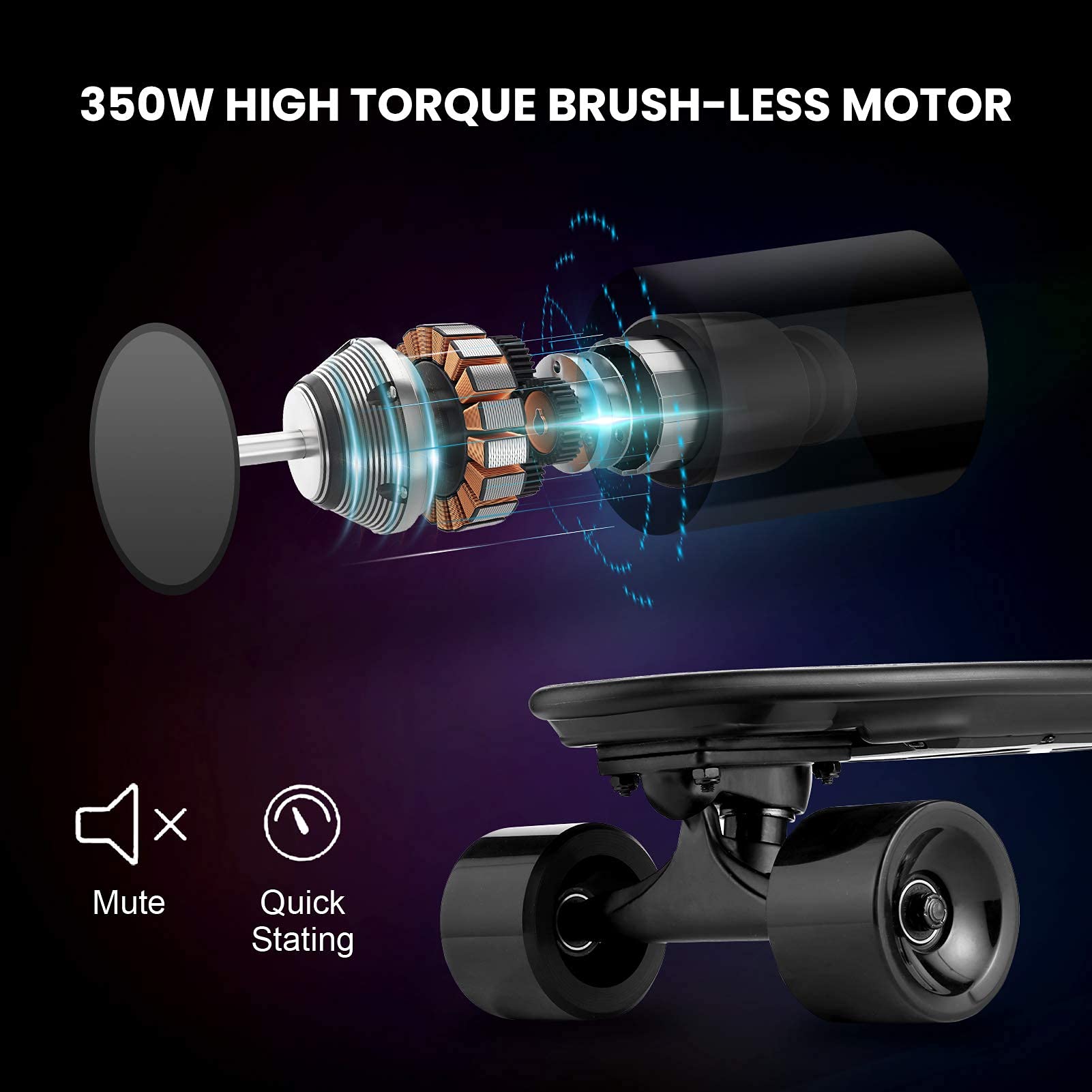 Vivi 27.5" H2E Electric Skateboard with Remote Control, 350W Electric