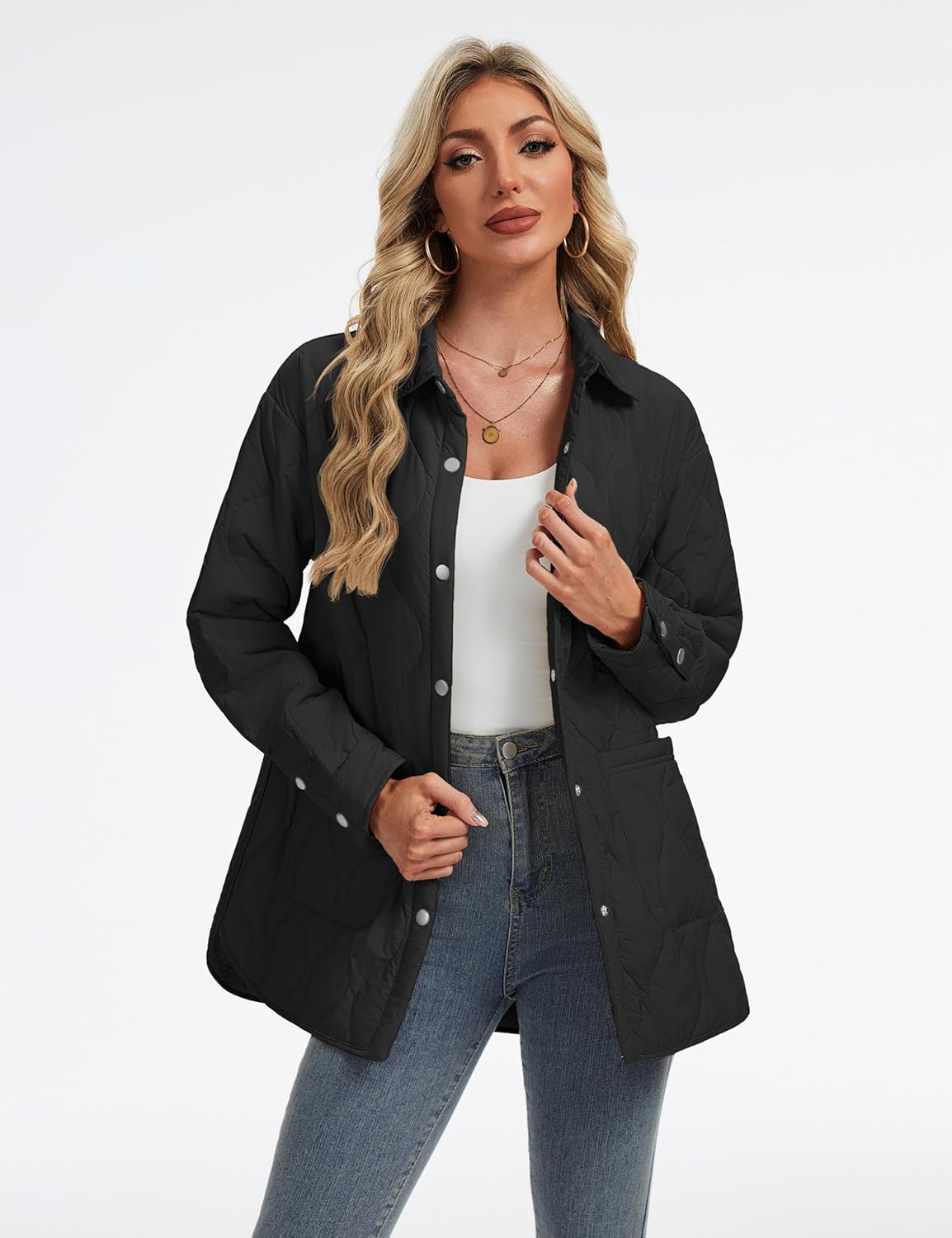 YUCOLEN Women's Quilted Jacket Trendy Long Lightweight Coat Ladies Cute Warm Shacket 2026 Fall Winter Fashion Clothes - Image 2