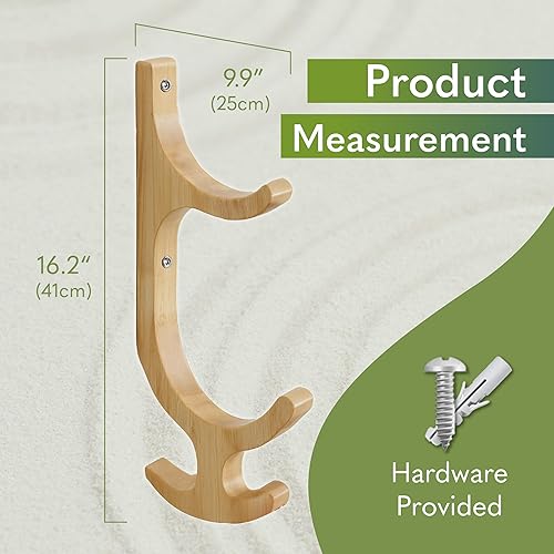 Miniatura 4 de Soporte de pared para esterilla de yoga de madera, estante de almacenamiento para esterilla de yoga, almacenamiento y organizador de equipos de