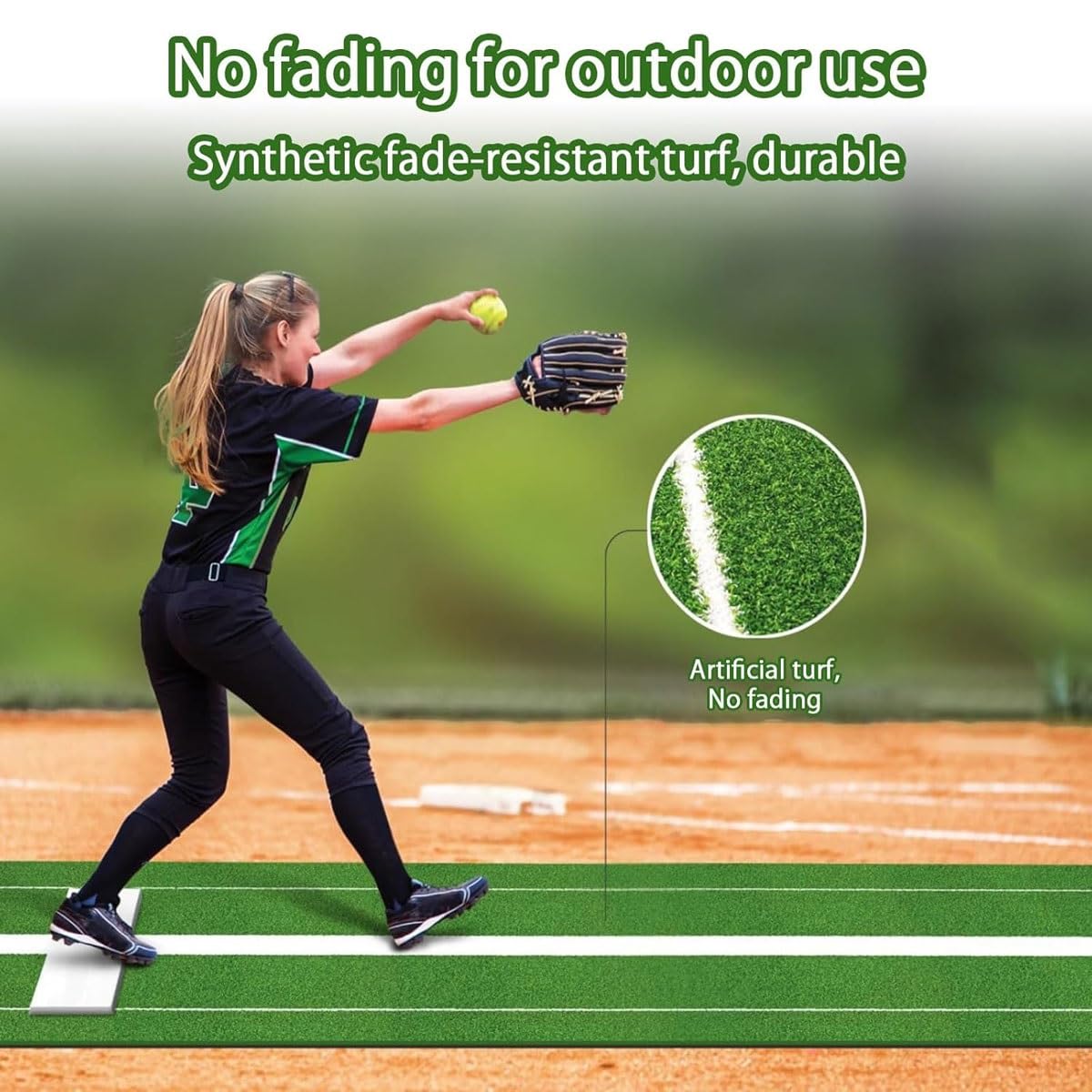Mata do softballu z inkrustowanym gumowym kopcem do ćwiczeń wewnątrz i na zewnątrz