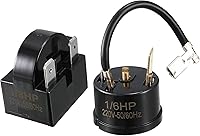 Vista 1 de uxcell Relé de arranque del refrigerador 33 ohmios 3 pines + protector de sobrecarga térmica del compresor
