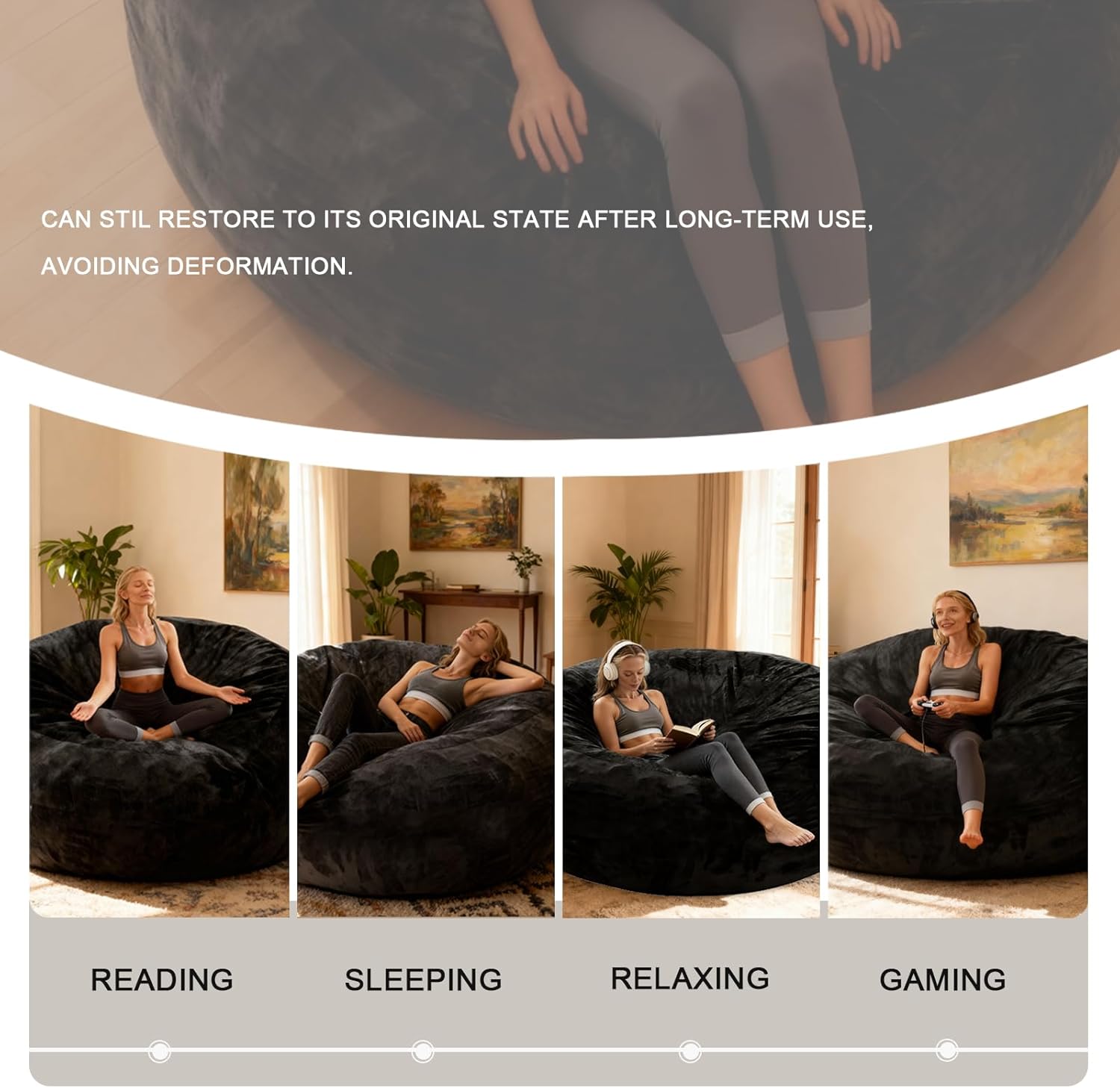 Giant Beanbag Chair 6FT Bean Bag Chairs for Adults with Filler, Reading Chair Cloud Boneless Couches for Living Room Furniture Memory Foam, Lazy Sofa