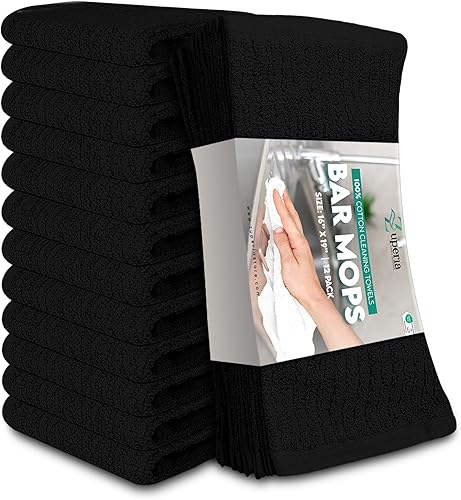 ZUPERIA Toallas de cocina para trapeador de bar, paquete de 12 toallas (16 x 19 pulgadas), 100 % algodón, paños de cocina y paños de cocina súper