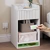 YOSHOOT Nightstand with Charging Station and NFC Lock Cabinet, Bedside Table with Hidden Compartment for Valuables Storage, End Table with Drawer and Shelf for Living Room Bedroom,353560cm White
