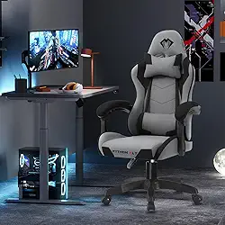 Cadeira Gamer Python Fly em tecido, respirável e ecológica, ângulo ajustável (Cinza Escuro)