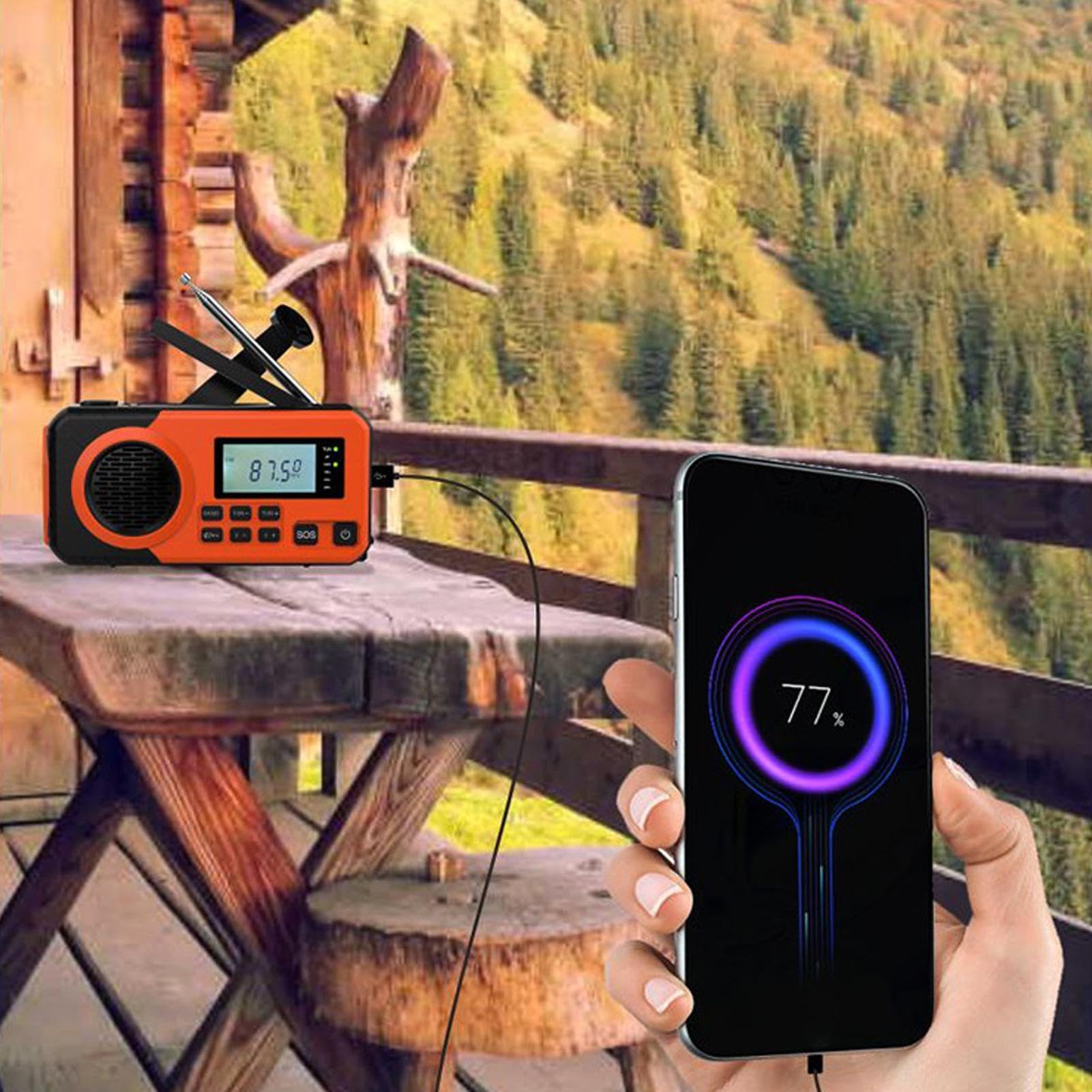 Radio con Energía Solar Am/FM con Manivela | Radio Portátil AM FM Para Mujeres Campistas Pescadores Viajeros Excursionistas Marino Y Náutico Campamento Tormenta Invernal